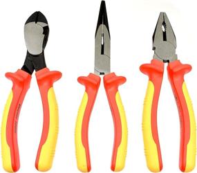 img 4 attached to ⚡ Secure Your Electrical Projects with the 3-Piece Insulated Electrician Pliers Cutter Set, 1000V Tested