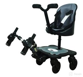 img 3 attached to 👶 Englacha 2-in-1 Cozy 4-Wheel Rider, Black: Universal Fit for Prams with Saddle Seat and Standing Platform - Designed for Safety & Quick Usage