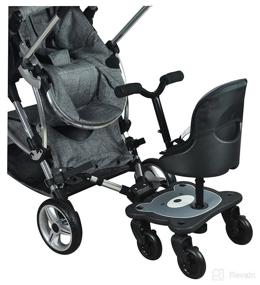 img 2 attached to 👶 Englacha 2-in-1 Cozy 4-Wheel Rider, Black: Universal Fit for Prams with Saddle Seat and Standing Platform - Designed for Safety & Quick Usage