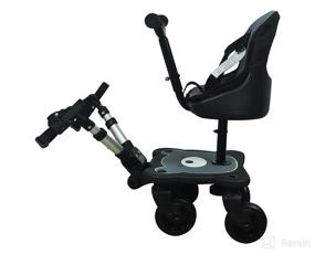 img 4 attached to 👶 Englacha 2-in-1 Cozy 4-Wheel Rider, Black: Universal Fit for Prams with Saddle Seat and Standing Platform - Designed for Safety & Quick Usage