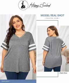 img 2 attached to Womens Plus Size Tunic Tops Summer Short Sleeve V Neck/Crew Neck Loose Casual Tee Shirt 1X-5X - Happy Sailed