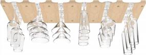 img 4 attached to 18-Glass Under Cabinet Stemware Rack Wooden Wine Glass Holder For Kitchen Shelf | Hanger And Organizer For Stemware And Glassware