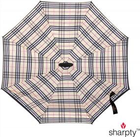img 3 attached to Ветрозащитный обратный зонт для женщин с защитой от ультрафиолета и перевернутой С-образной ручкой - Sharpty