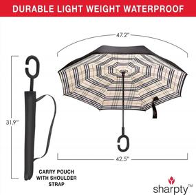 img 2 attached to Ветрозащитный обратный зонт для женщин с защитой от ультрафиолета и перевернутой С-образной ручкой - Sharpty