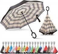windproof reverse umbrella for women with uv protection, inverted c-shaped handle - sharpty логотип