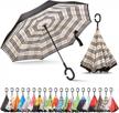 windproof reverse umbrella for women with uv protection, inverted c-shaped handle - sharpty logo