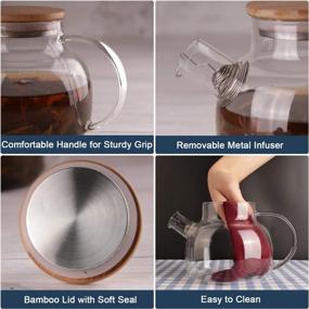 img 2 attached to CnGlass 20.3 Oz Clear Glass Teapot With Removable Filter Spout - Perfect For Loose Leaf And Blooming Tea On Stovetop