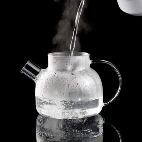 img 1 attached to CnGlass 20.3 Oz Clear Glass Teapot With Removable Filter Spout - Perfect For Loose Leaf And Blooming Tea On Stovetop