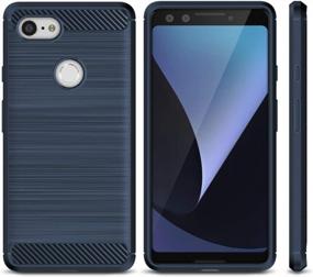 img 1 attached to Cimo Carbon Fiber Google Pixel 3 Case Rugged Flexible TPU Protection Google Pixel 3 (2018) - Navy