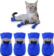 small dog anti-slip boots & paw protector with reflective straps winter snow booties, 4pcs (2, blue) логотип