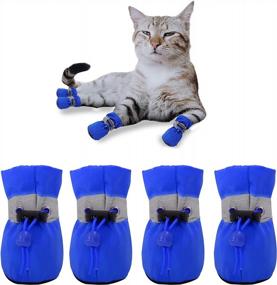 img 4 attached to Small Dog Anti-Slip Boots & Paw Protector With Reflective Straps Winter Snow Booties, 4PCS (2, Blue)