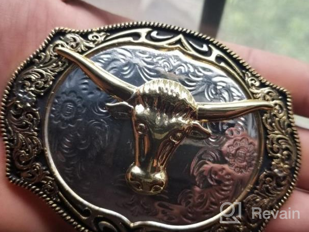 img 1 attached to Large Golden Rodeo Texas Cowboy Western Belt Buckle - HUABOLA CALYN Long Horn Bull review by Otto Suarez