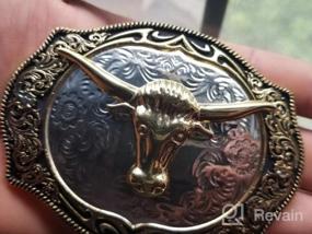 img 6 attached to Large Golden Rodeo Texas Cowboy Western Belt Buckle - HUABOLA CALYN Long Horn Bull