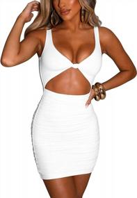 img 3 attached to Kaximil Sleeveless Cut Out Ruched Bodycon Mini Dress For Women'S Club Party