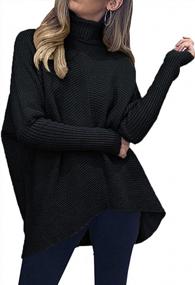 img 3 attached to Caracilia Women'S Irregular Hem Turtleneck Pullover Knit Top With Long Sleeves For Casual Wear