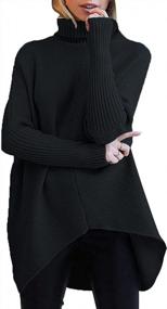img 4 attached to Caracilia Women'S Irregular Hem Turtleneck Pullover Knit Top With Long Sleeves For Casual Wear