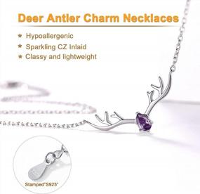 img 1 attached to Sterling Silver Antler Deer/Cat/Halo Birthstone Pendant Necklace For Women Teen Girls