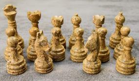 img 1 attached to Complete Marble Handmade Chess Pieces Set - 32 Black And Coral Figures For 16-20 Inch Boards