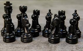 img 3 attached to Полный набор мраморных шахматных фигур ручной работы - 32 черных и коралловых фигурки для досок размером 16-20 дюймов