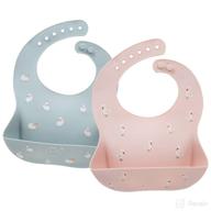 little dimsum silicone baby bibs: soft, comfortable, and waterproof bibs with food catcher - ideal 🍽️ for feeding toddlers! easy to clean with easy wipe feature - comes in duck & sheep design logo