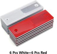 🔵 mfc pro 6" rectangular stick-on/screw mount reflectors - kit 2 (white+red): enhanced visibility and convenient installation logo
