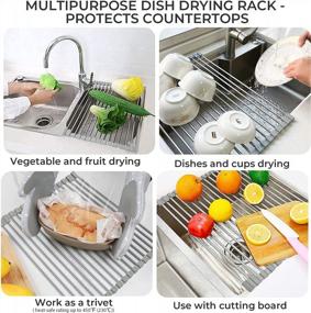 img 2 attached to 17.7" X 11.8" TOQI Roll Up Dish Drying Rack - Multipurpose Over The Sink Stainless Steel Drainer For Kitchen Countertop