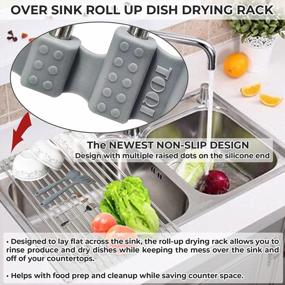 img 3 attached to 17.7" X 11.8" TOQI Roll Up Dish Drying Rack - Multipurpose Over The Sink Stainless Steel Drainer For Kitchen Countertop
