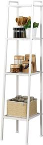 img 4 attached to Soges 4-Tier Industrial Ladder Shelf Bookcase, Metal Storage Rack Shelves For Books, Plants & Flowers Display Stand - White (RZR-LXH-TJ30W)