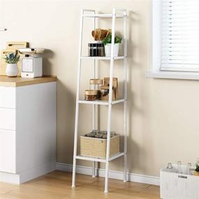 img 1 attached to Soges 4-Tier Industrial Ladder Shelf Bookcase, Metal Storage Rack Shelves For Books, Plants & Flowers Display Stand - White (RZR-LXH-TJ30W)