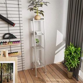 img 3 attached to Soges 4-уровневый промышленный книжный шкаф с лестницей, металлические стеллажи для хранения книг, подставка для растений и цветов - белый (RZR-LXH-TJ30W)