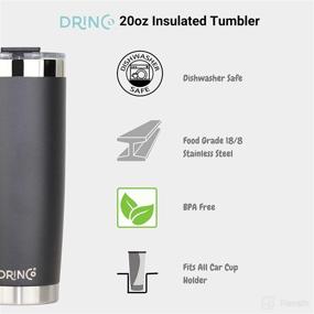 img 1 attached to 🥤 DRINCO - 20 oz Stainless Steel Tumbler, Double Wall Vacuum Insulated Mug with Lid, 2 Straws, Ideal for Hot & Cold Drinks (2 Pack, Black & Purple, 20 oz)