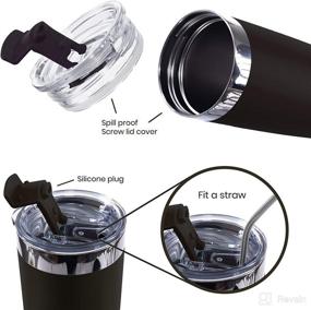 img 2 attached to 🥤 DRINCO - 20 oz Stainless Steel Tumbler, Double Wall Vacuum Insulated Mug with Lid, 2 Straws, Ideal for Hot & Cold Drinks (2 Pack, Black & Purple, 20 oz)