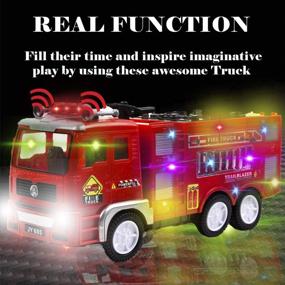 img 1 attached to Toysery Fire Truck Toy For Kids With Siren, Lights & Extending Ladder - Bump And Go Red Toddler Toys For Boys
