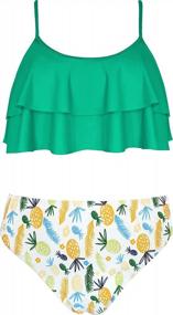img 4 attached to Adorable And Chic: SHEKINI Floral Ruffle Two-Piece Swimsuits For Girls