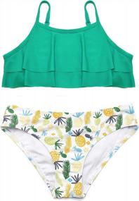 img 2 attached to Adorable And Chic: SHEKINI Floral Ruffle Two-Piece Swimsuits For Girls