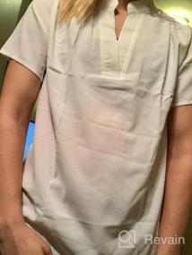 img 7 attached to Женская свободная шифоновая блуза с разрезом V-образным вырезом - идеальный летний повседневный топ-туника с короткими рукавами от Allimy