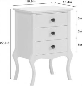 img 2 attached to Mid-Century Style White Nightstand Side Table With Curved Legs And 3 Drawers, Ideal For Bedroom, Living Room And Kids Room By SogesFurniture