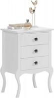 mid-century style white nightstand side table with curved legs and 3 drawers, ideal for bedroom, living room and kids room by sogesfurniture logo