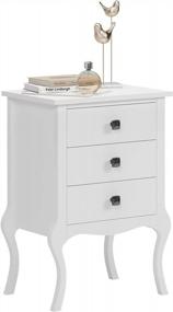 img 4 attached to Mid-Century Style White Nightstand Side Table With Curved Legs And 3 Drawers, Ideal For Bedroom, Living Room And Kids Room By SogesFurniture