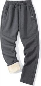 img 4 attached to Flygo Men'S Fleece Pants Winter Warm Joggers Pants Active Sherpa Lined Sweatpants
