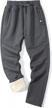 flygo men's fleece pants winter warm joggers pants active sherpa lined sweatpants logo