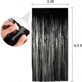 img 3 attached to TUPARKA 3 Pcs Foil Curtains Photo Backdrop Props Shimmer Curtain For Halloween Haunted House Party Decorations (Black)