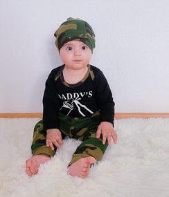 img 2 attached to 3Pcs CARETOO Newborn Infant Boy Clothes Outfit - Letter Print Plaid Romper Jumpsuit + Pants + Hat Set