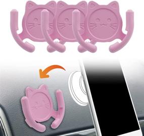 img 4 attached to HOMEFOX Multi-Surface Holder Car Mount 3 Pack Compatible For Popsocket Holder Grips Hand-Free Device Support Accessories Home Office Desk Wall Mount Cute Cat With Strong Adhesive Sticky Gel Pad