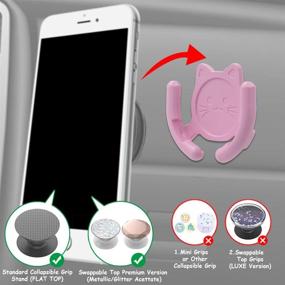 img 3 attached to HOMEFOX Multi-Surface Holder Car Mount 3 Pack Compatible For Popsocket Holder Grips Hand-Free Device Support Accessories Home Office Desk Wall Mount Cute Cat With Strong Adhesive Sticky Gel Pad