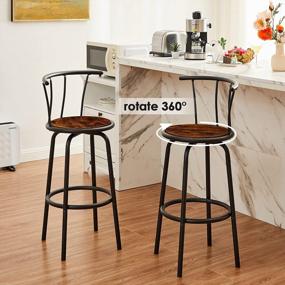 img 1 attached to 2 Industrial Steel Frame Barstools With Back - Easy Assembly, 27.3 Inch Height For Indoor/Outdoor Pub Kitchen | VECELO