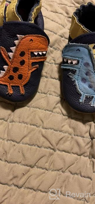 img 1 attached to 👟 IEvolve Navy Blue Dinosaur Boys' Prewalker Moccasins Shoes - Ideal for Slippers review by Craig Pham