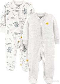 img 4 attached to 👶 Simple Joys by Carter's Unisex Babies' 2-Way Zip Thermal Footed Sleep and Play Set, Pack of 2