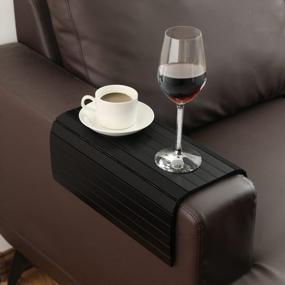 img 4 attached to Flexible And Foldable Sofa Tray Table By GEHE: The Perfect Armrest Companion For Drink And Snacks