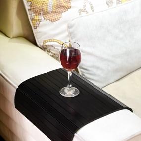img 3 attached to Flexible And Foldable Sofa Tray Table By GEHE: The Perfect Armrest Companion For Drink And Snacks